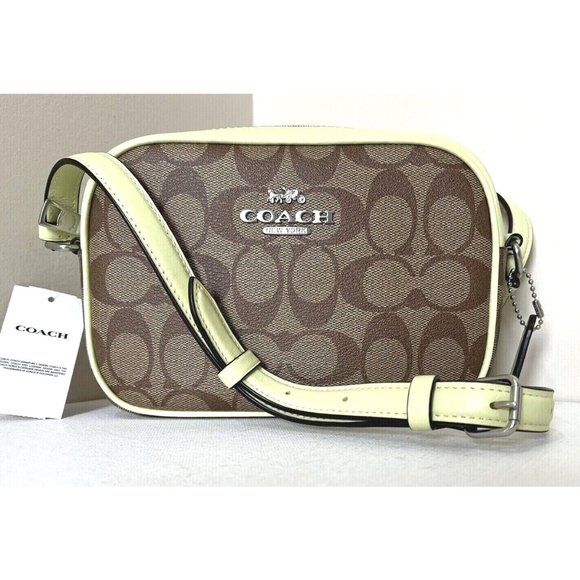 New Coach C9926 Mini Jamie Camera Bag Signature Coated Canvas Khaki / Pale Lime - Picture 1 of 6